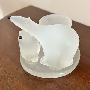 Partylite Polar Bear & cub with tea light votive candle holder